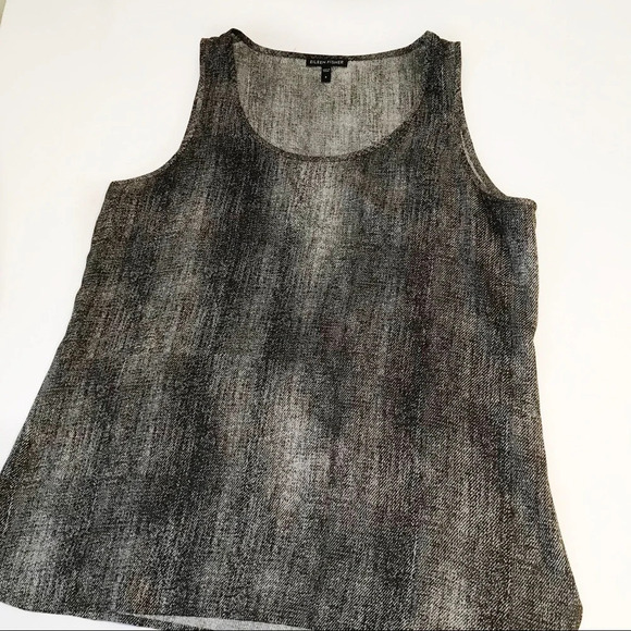 Eileen Fisher Pewter Gray/Black Roadster Silk Cami - Picture 3 of 9